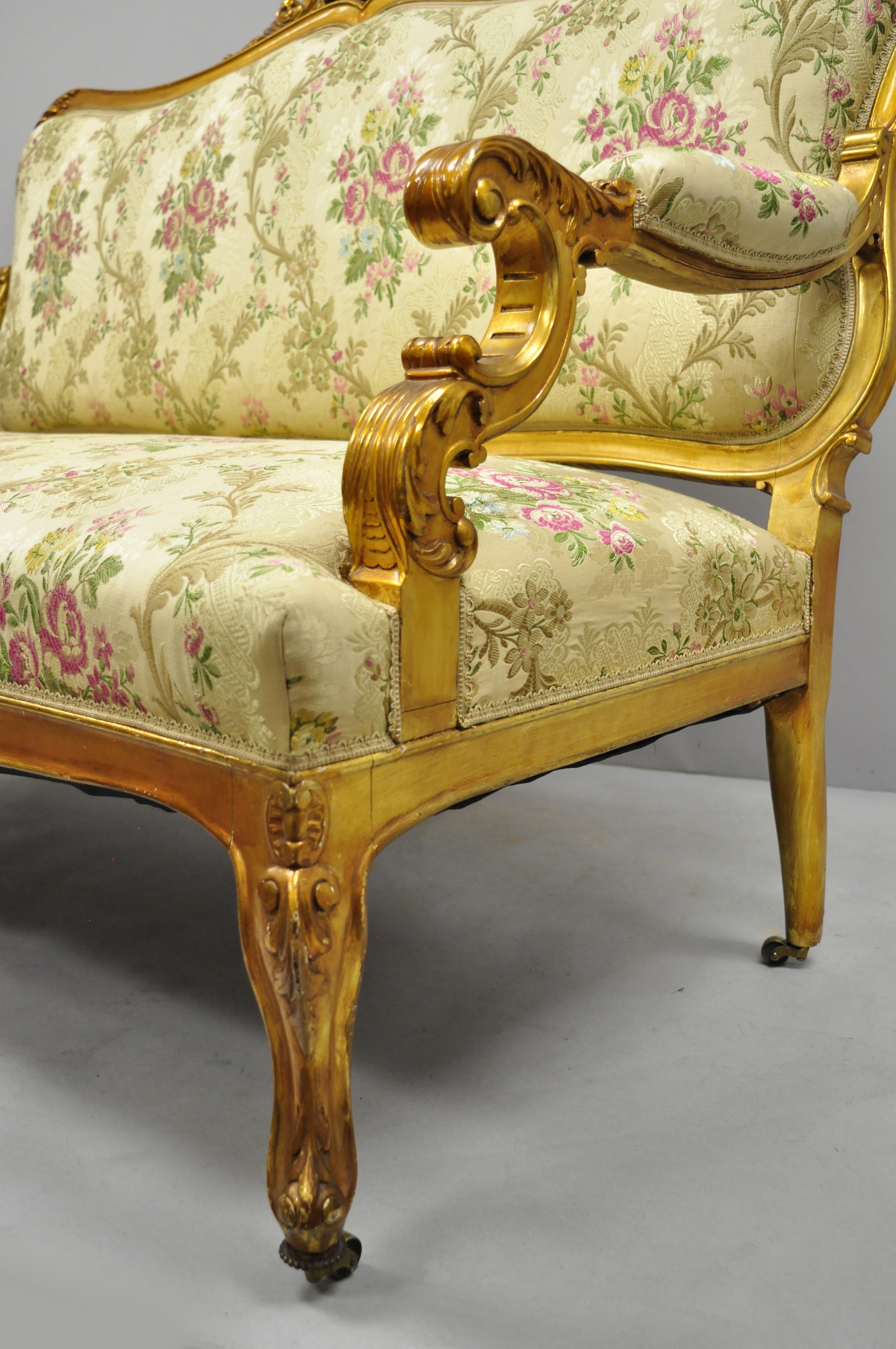 20th Century 1920s, French, Louis XV Style Gold Gilt Settee Loveseat Sofa