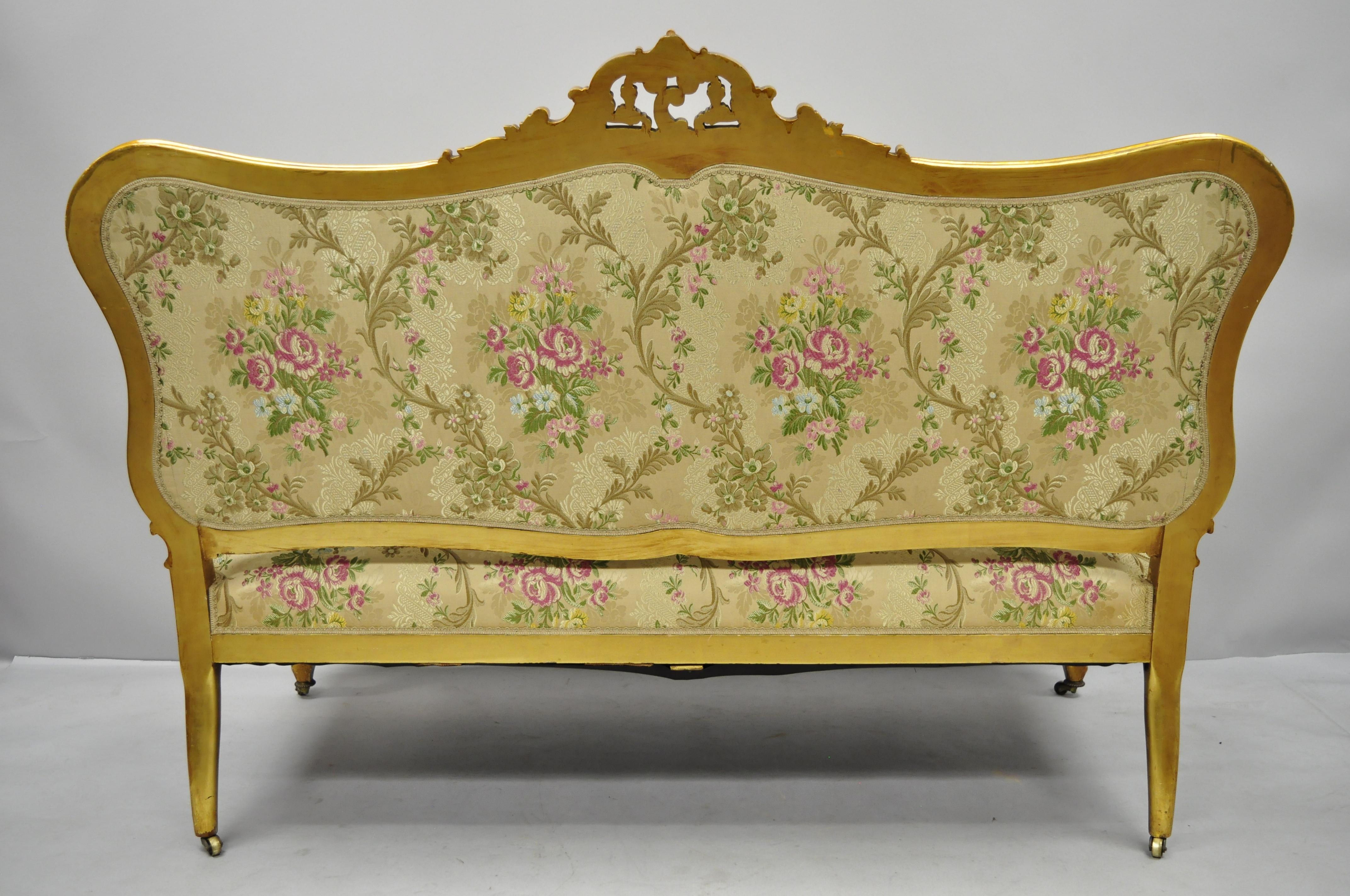 1920s, French, Louis XV Style Gold Gilt Settee Loveseat Sofa 1