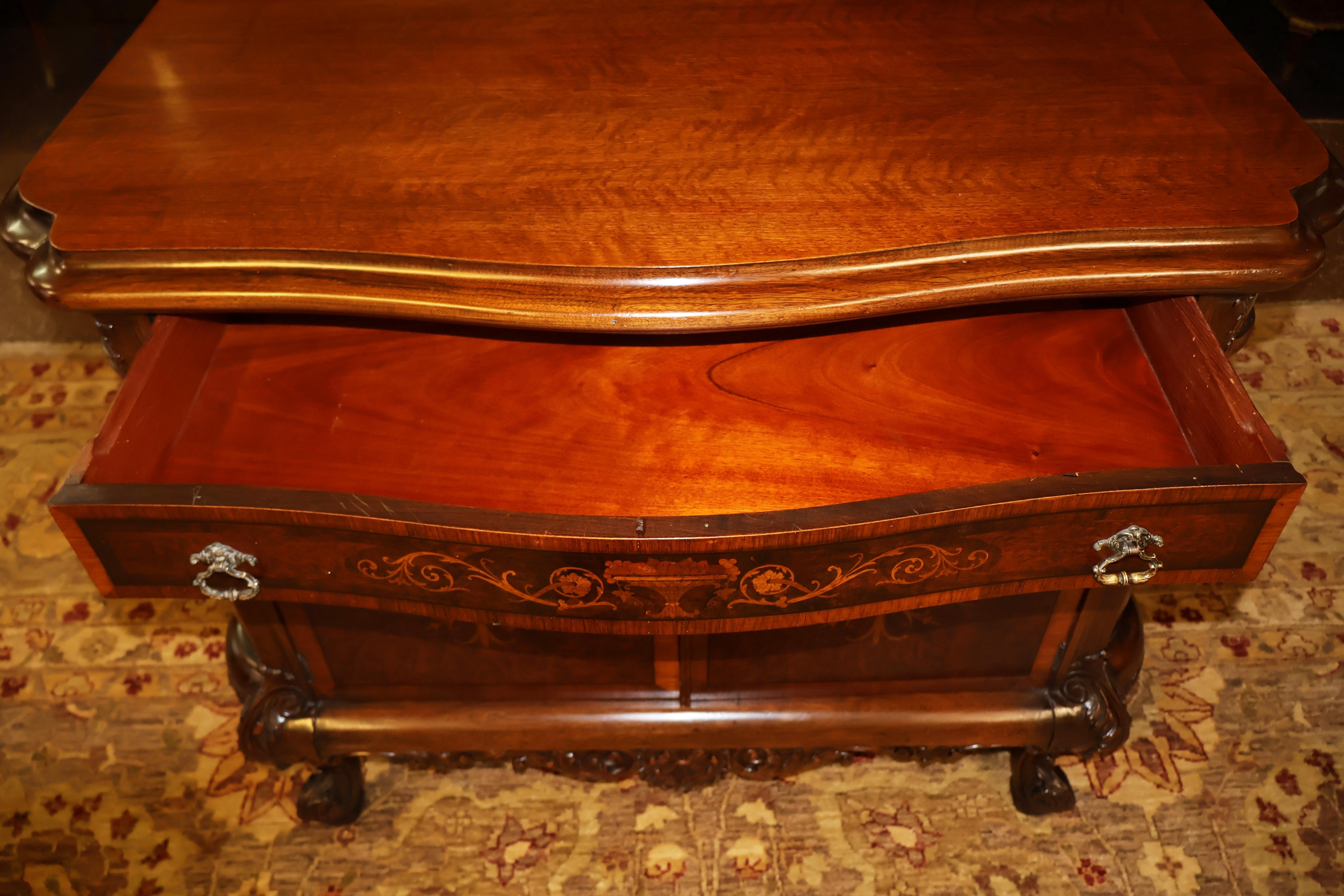 1920's French Louis XV Style Walnut Inlaid Commode Chest Server By Rockford  For Sale 3