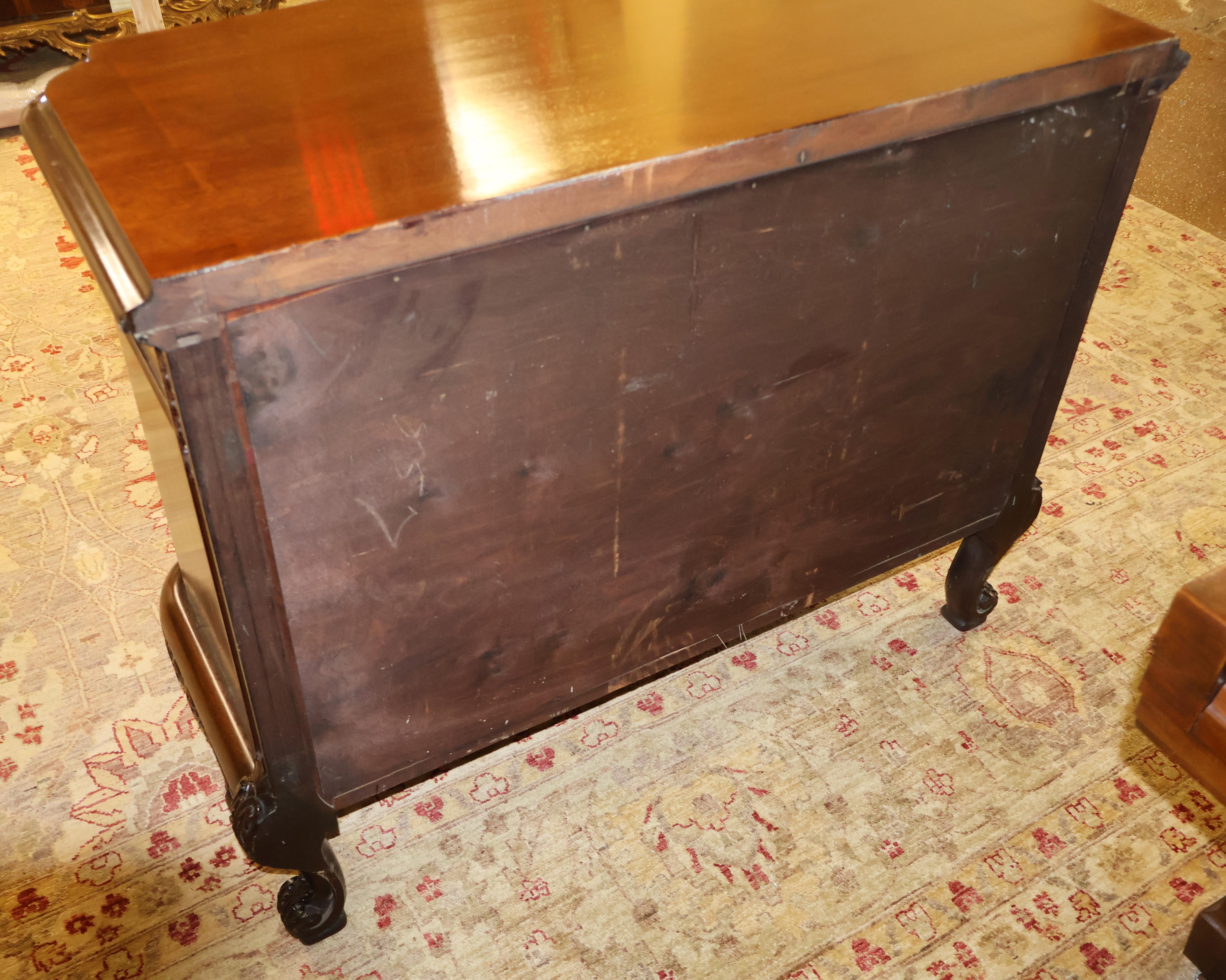 1920's French Louis XV Style Walnut Inlaid Commode Chest Server By Rockford  For Sale 4