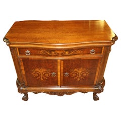 Used 1920's French Louis XV Style Walnut Inlaid Commode Chest Server By Rockford 