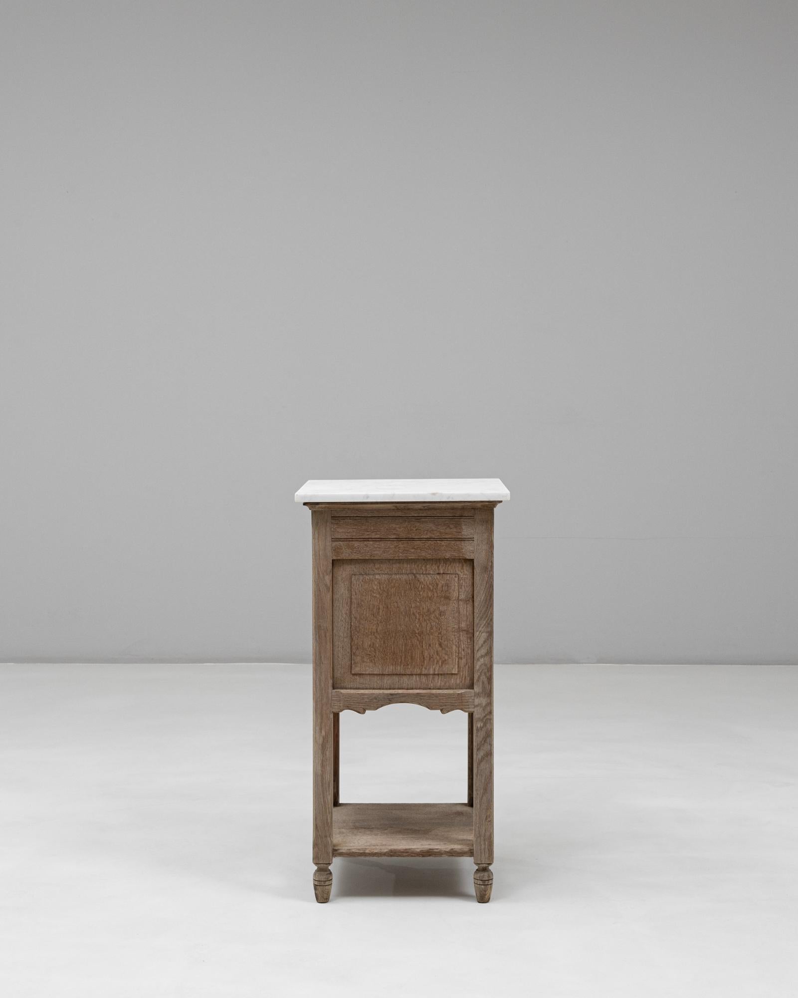 1920s French Louis XVI Oak Bedside Table With Marble Top in vendita 8