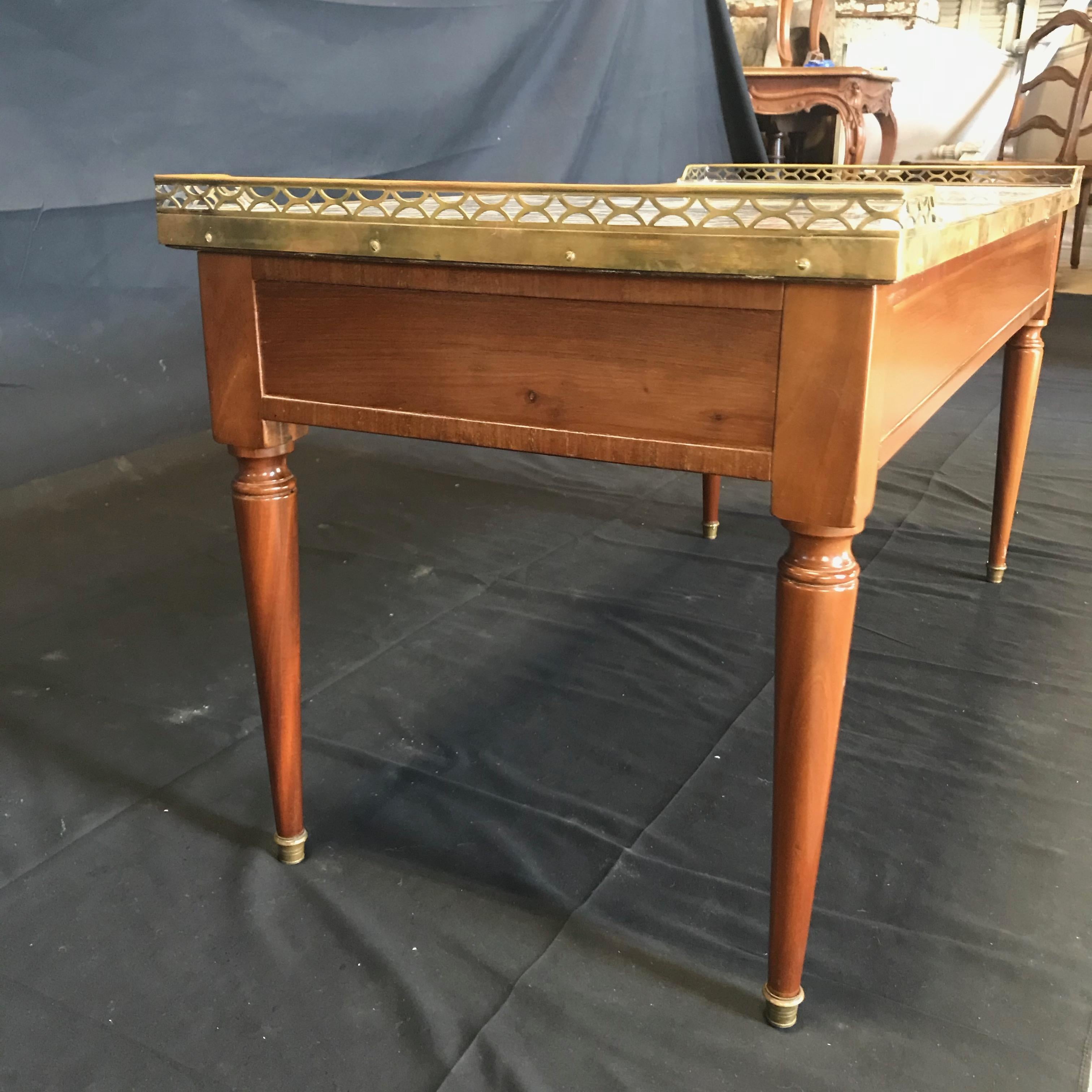 1920s French Louis XVI Style Walnut and Marble Coffee Table 5