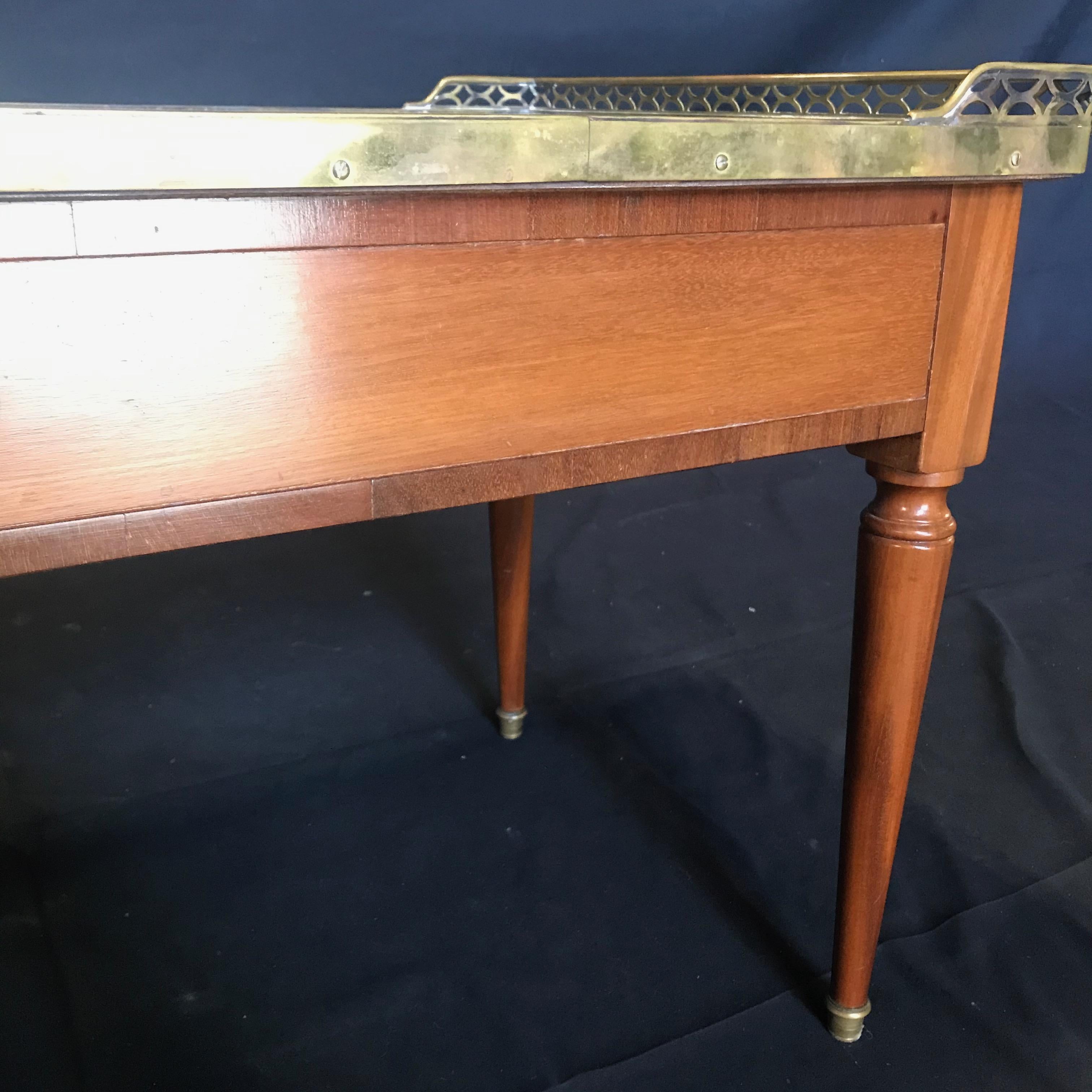 1920s French Louis XVI Style Walnut and Marble Coffee Table 1