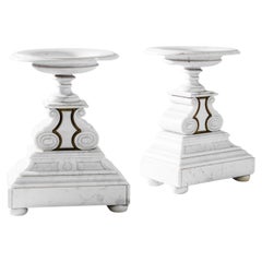 1920s French Marble Pedestals, a Pair