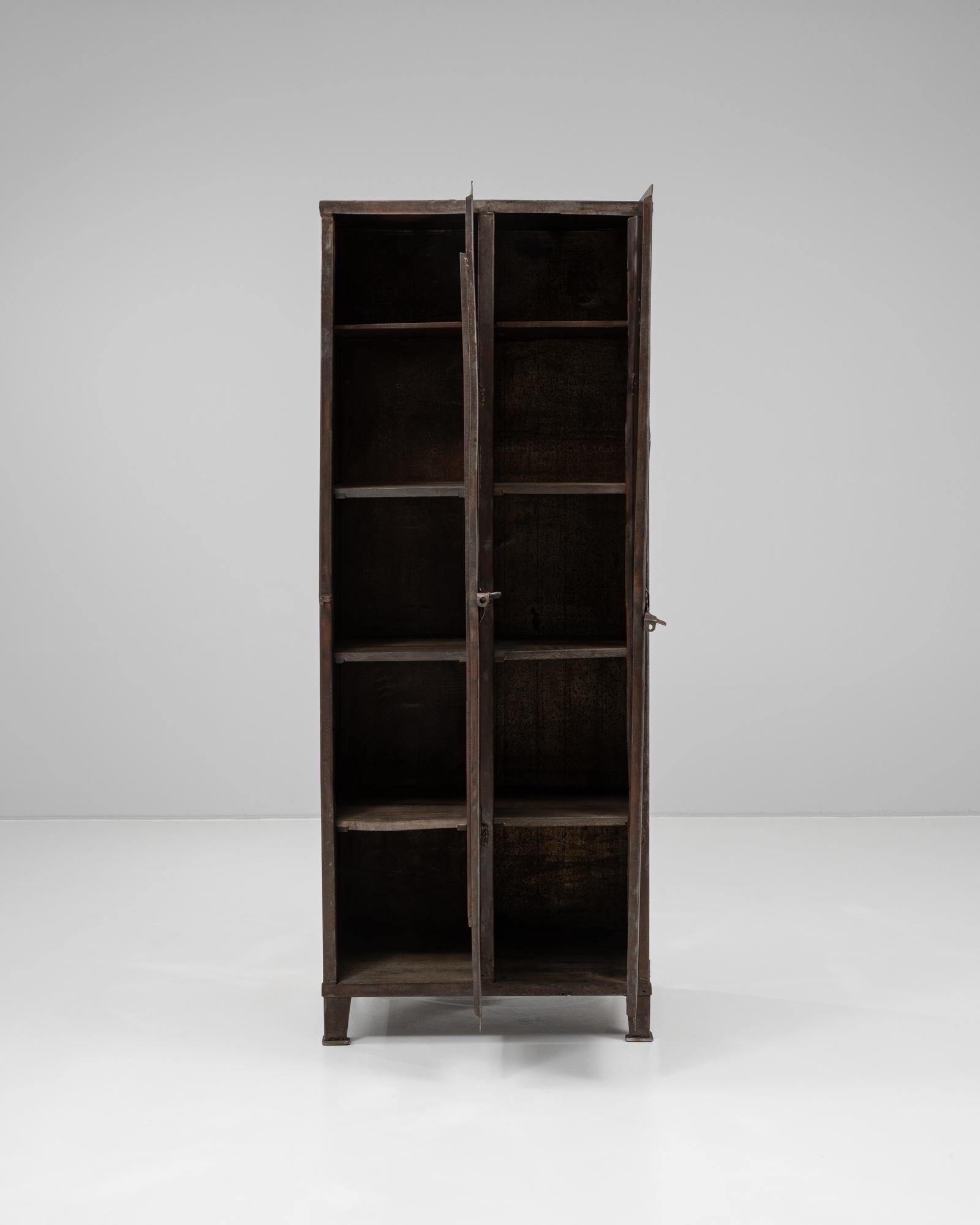 1920s French Metal Cabinet In Good Condition For Sale In High Point, NC