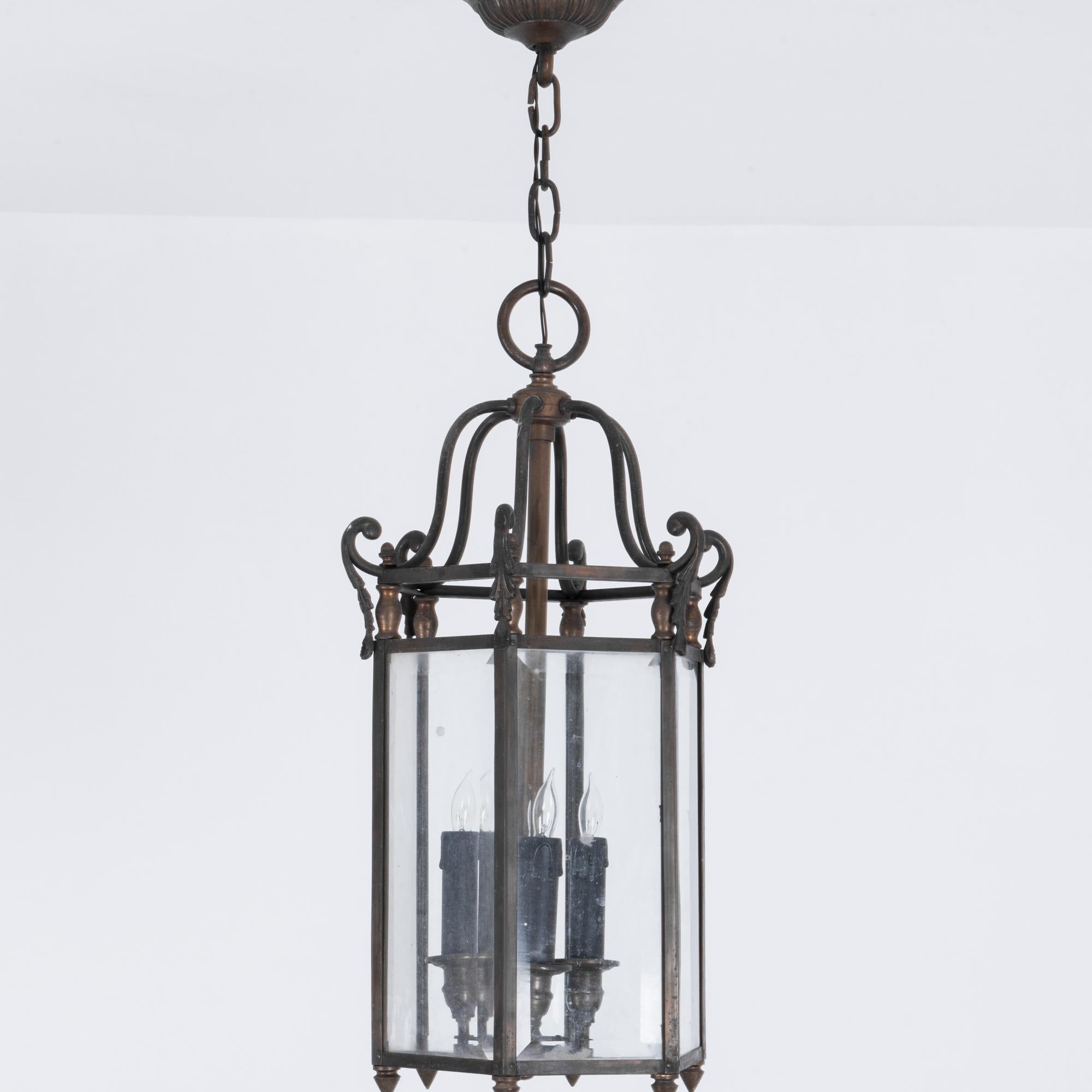 1920s French Metal Lantern In Good Condition In High Point, NC