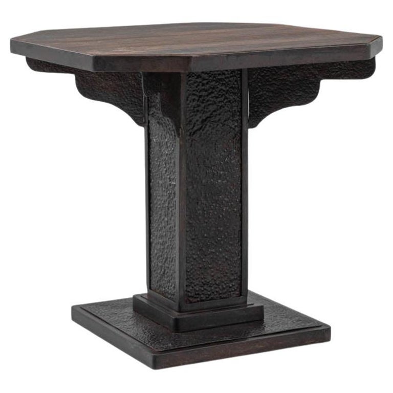 1920s French Metal Table with Wooden Top For Sale at 1stDibs