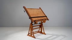 1920s French Metal & Wooden Drawing Table