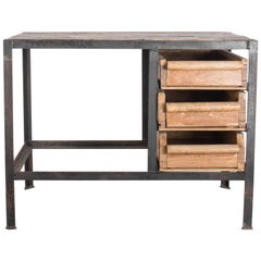 Used 1920s French Metal Worktable