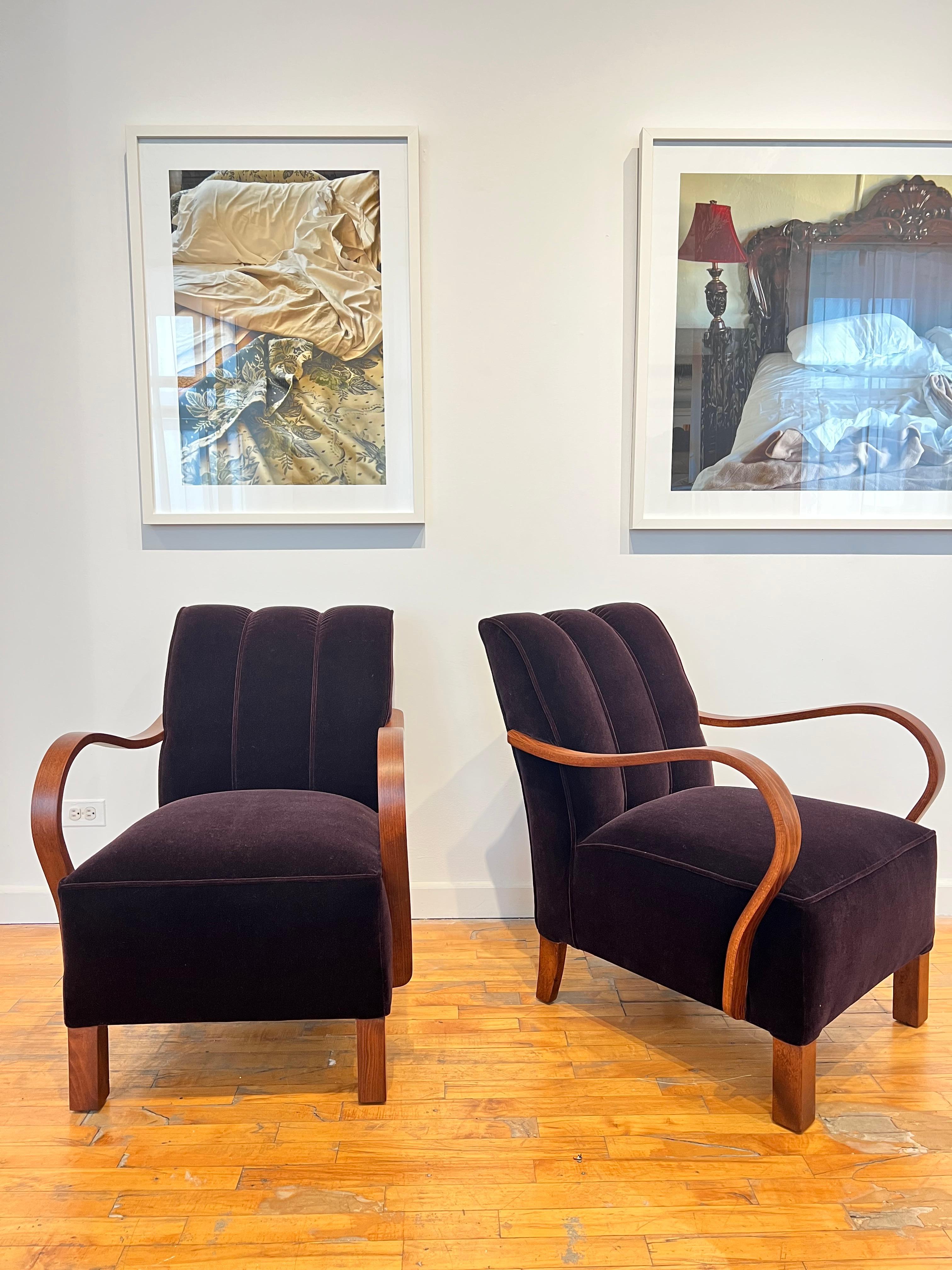 Art Deco 1920’s French Mohair Lounge Chairs For Sale