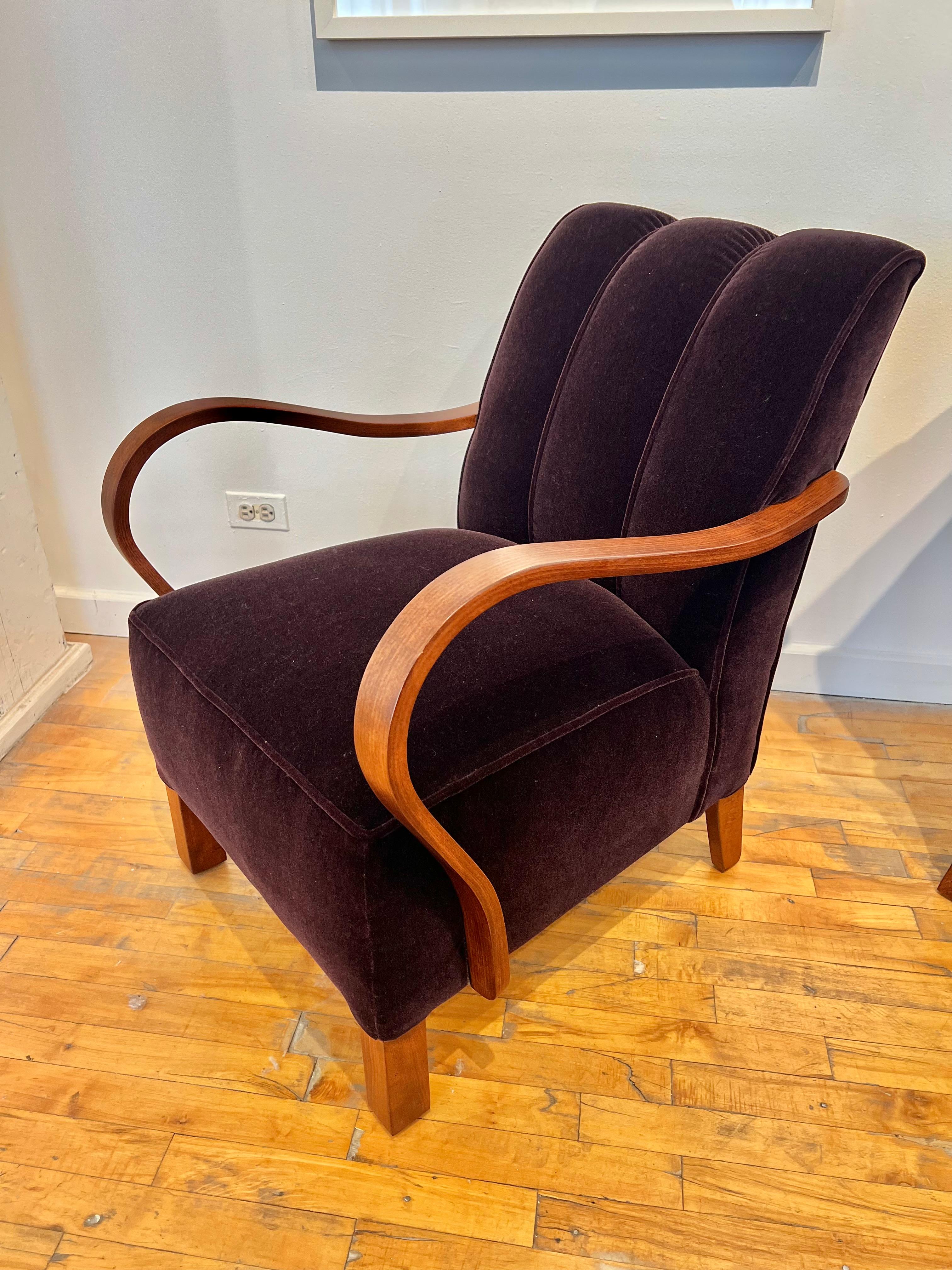 1920’s French Mohair Lounge Chairs In Good Condition For Sale In Chicago, IL