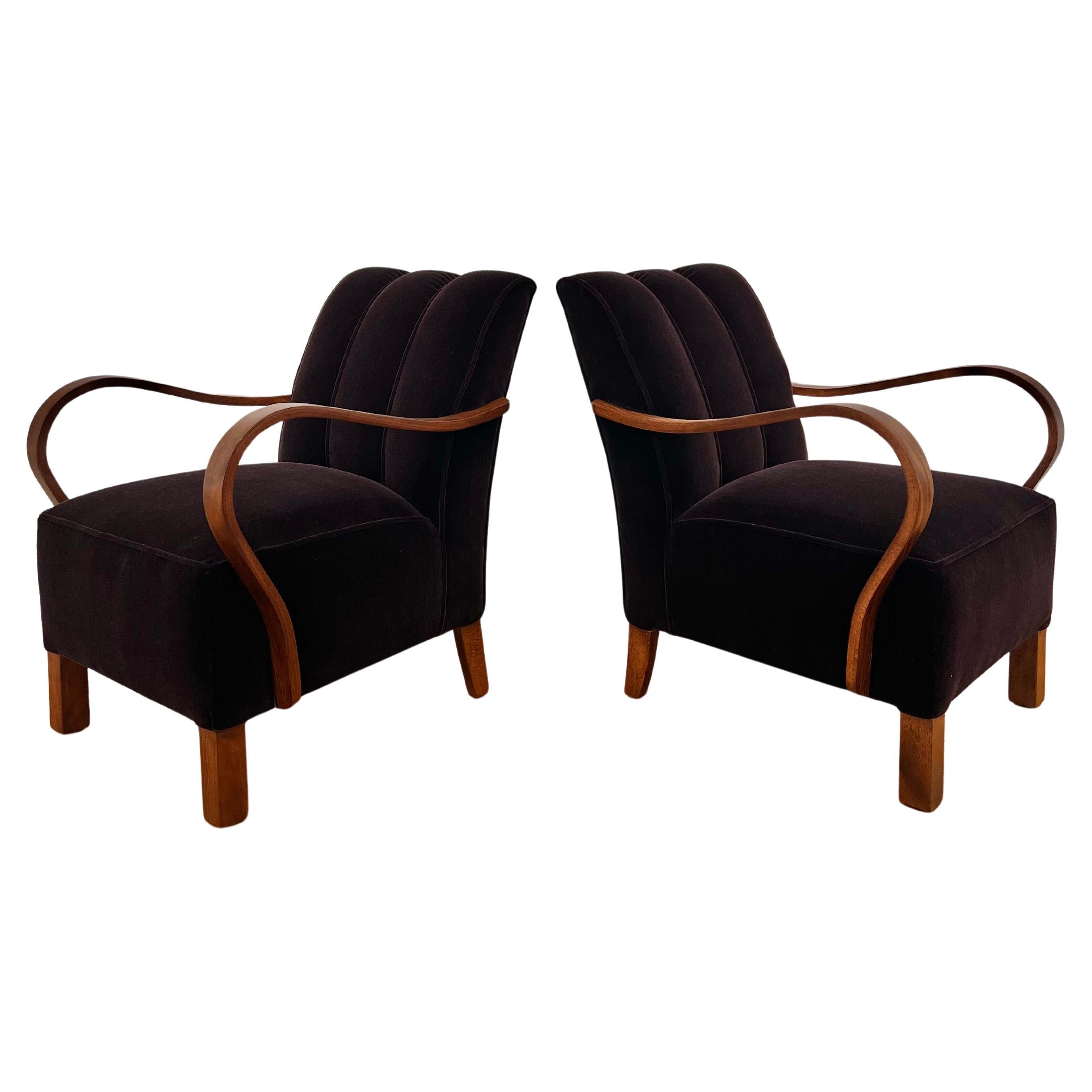 1920’s French Mohair Lounge Chairs For Sale