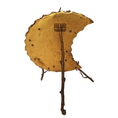 1920s French Naturalistic Brass Crescent Moon Table Top Mirror
