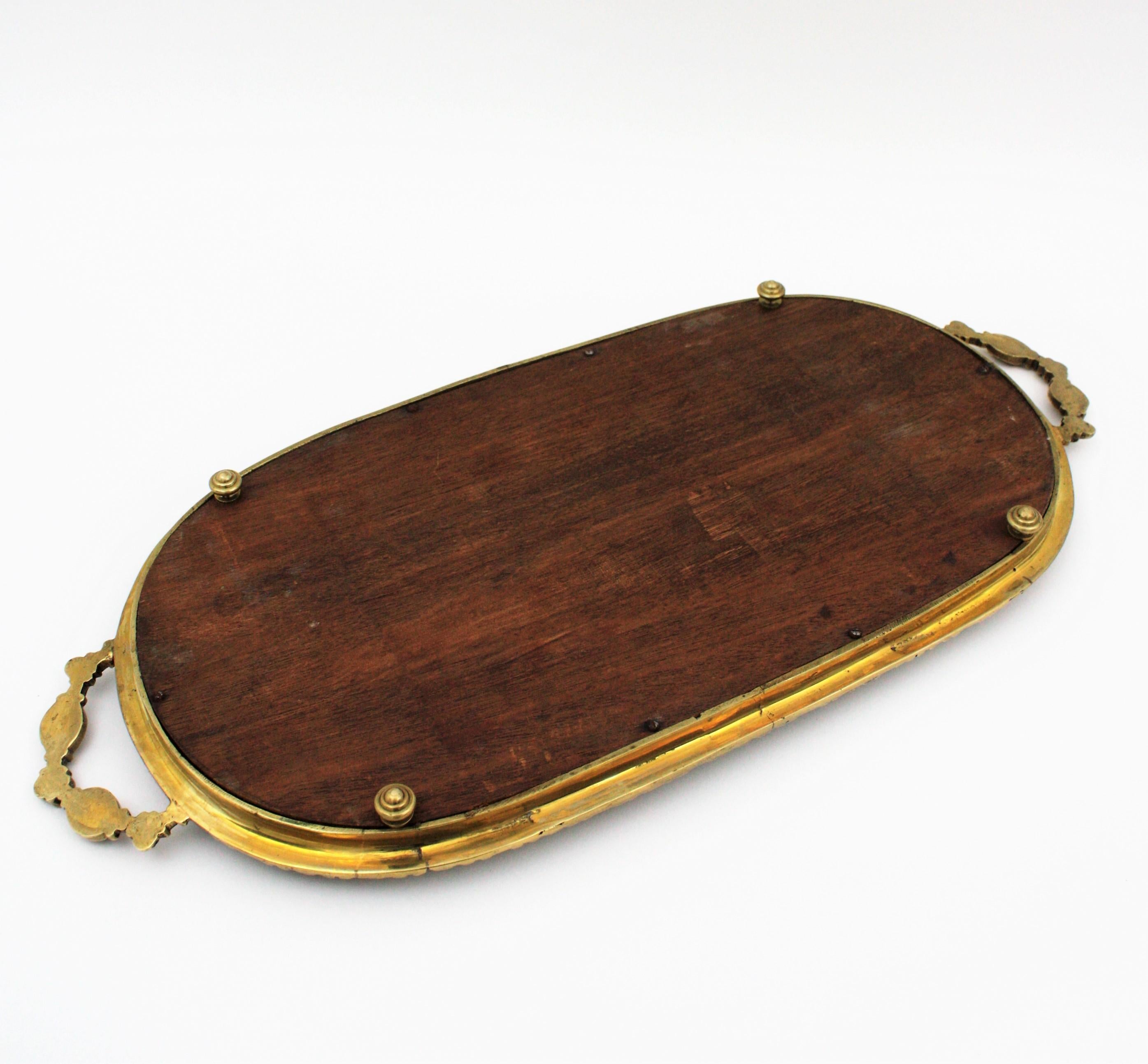 1920s French Neoclassical Bronze & Mirror Oval Serving Tray / Vanity Tray 11