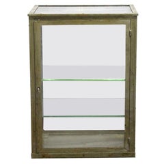 1920s French Nickel-Plated Brass Tabletop Showcase with Two-Glass Shelves 
Key