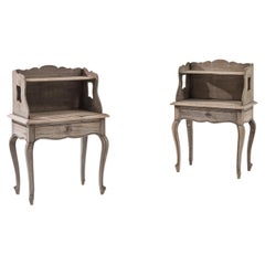 1920s French Oak Bedside Tables, a Pair
