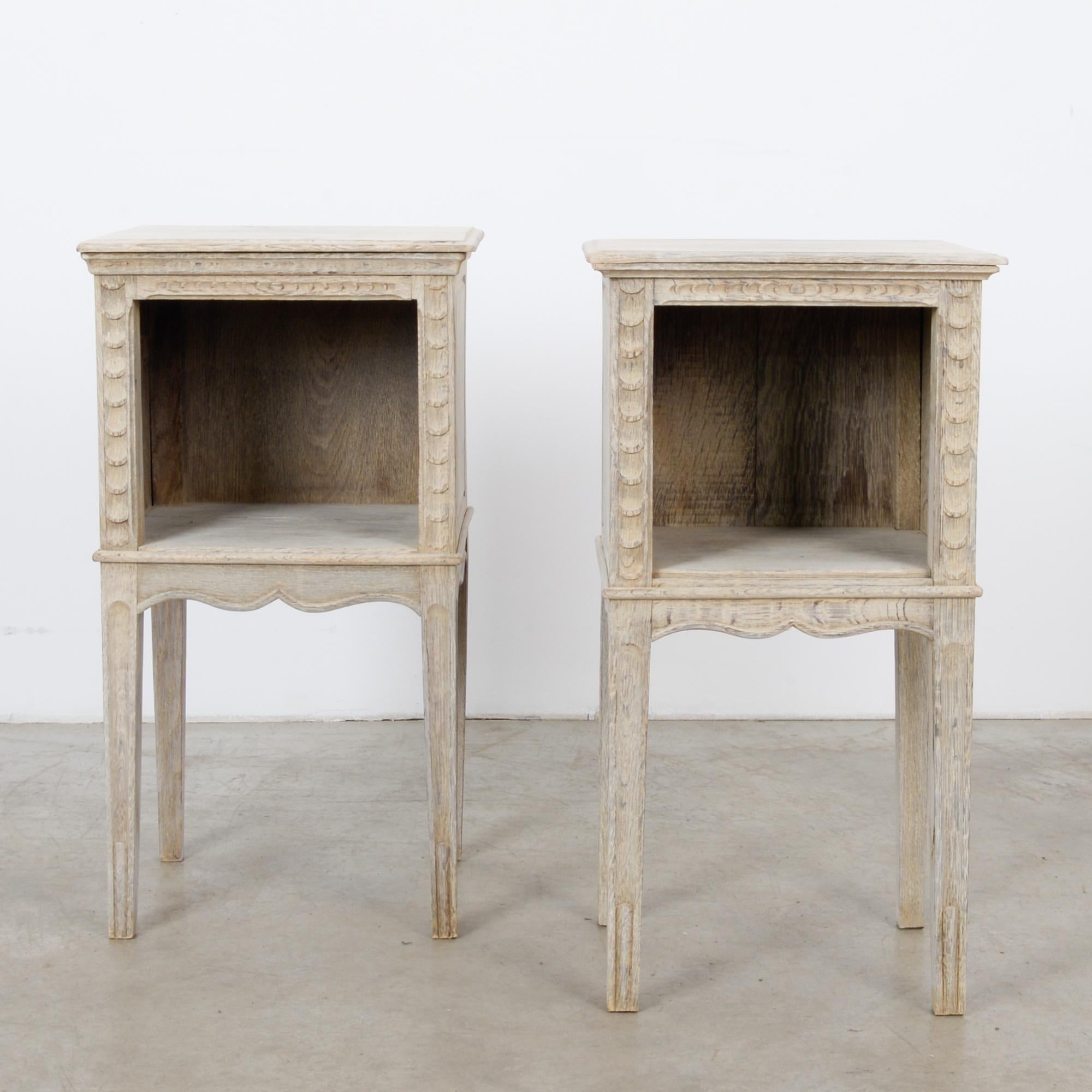 French Provincial 1920s French Oak Side Tables, a Pair