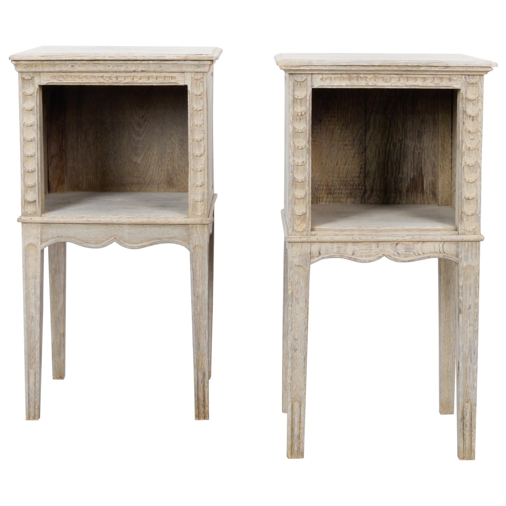 1920s French Oak Side Tables, a Pair