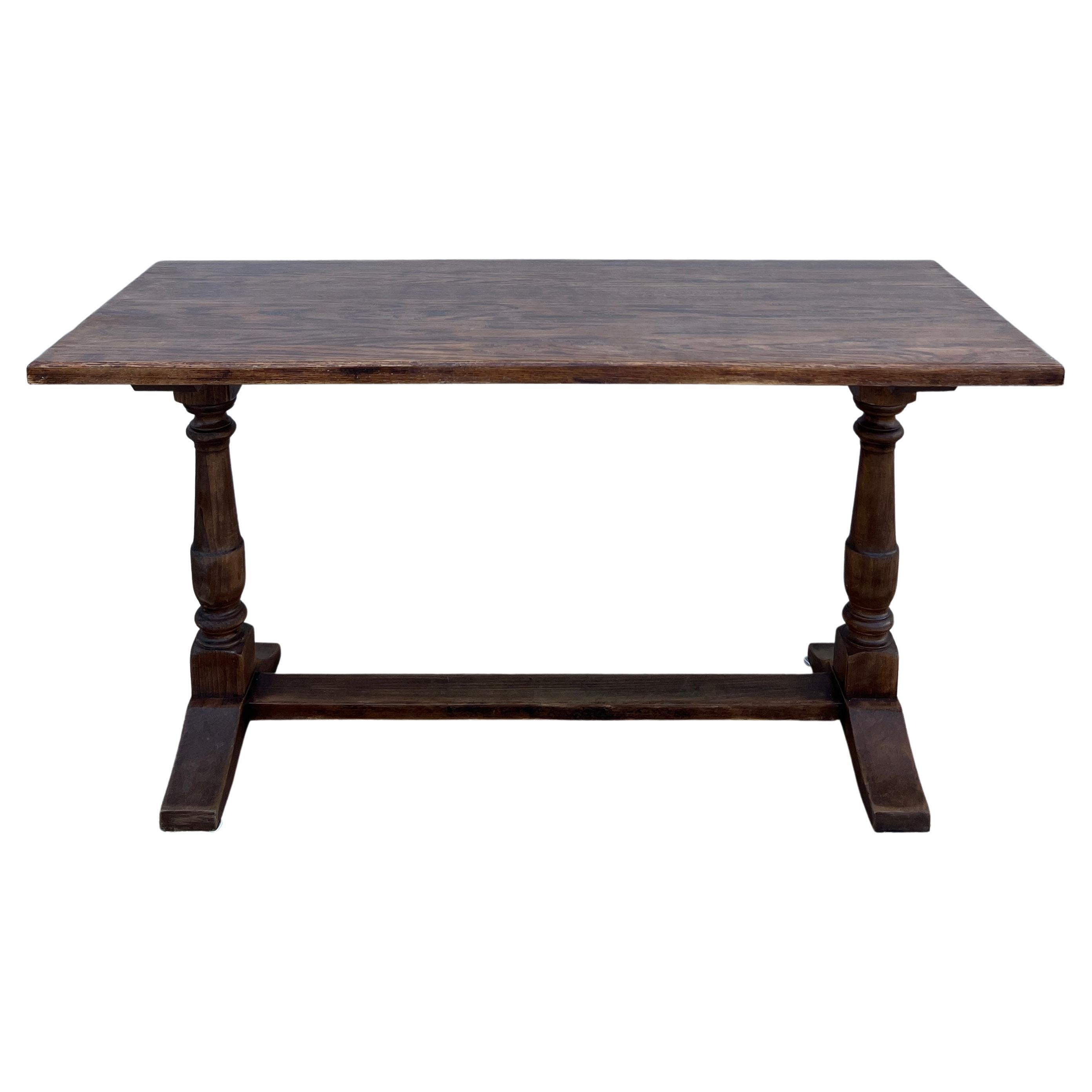 1920s French Oak Trestle Table For Sale