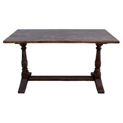 Vintage 1920s French Oak Trestle Table