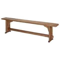 Antique 1920
s French Oak Wood Bench