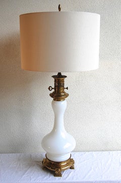 1920's French Opaline Glass Table Lamp