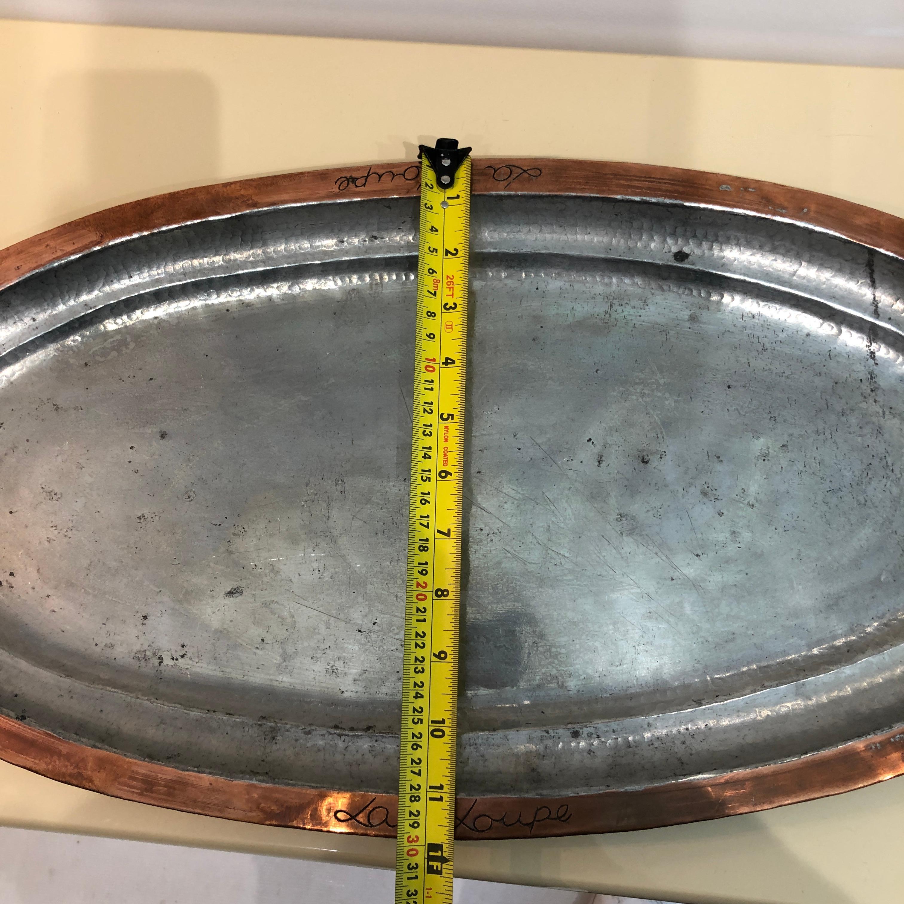 1920s French Oval Hammered Copper Fish Plate Platter Antique Vintage Midcentury For Sale 4