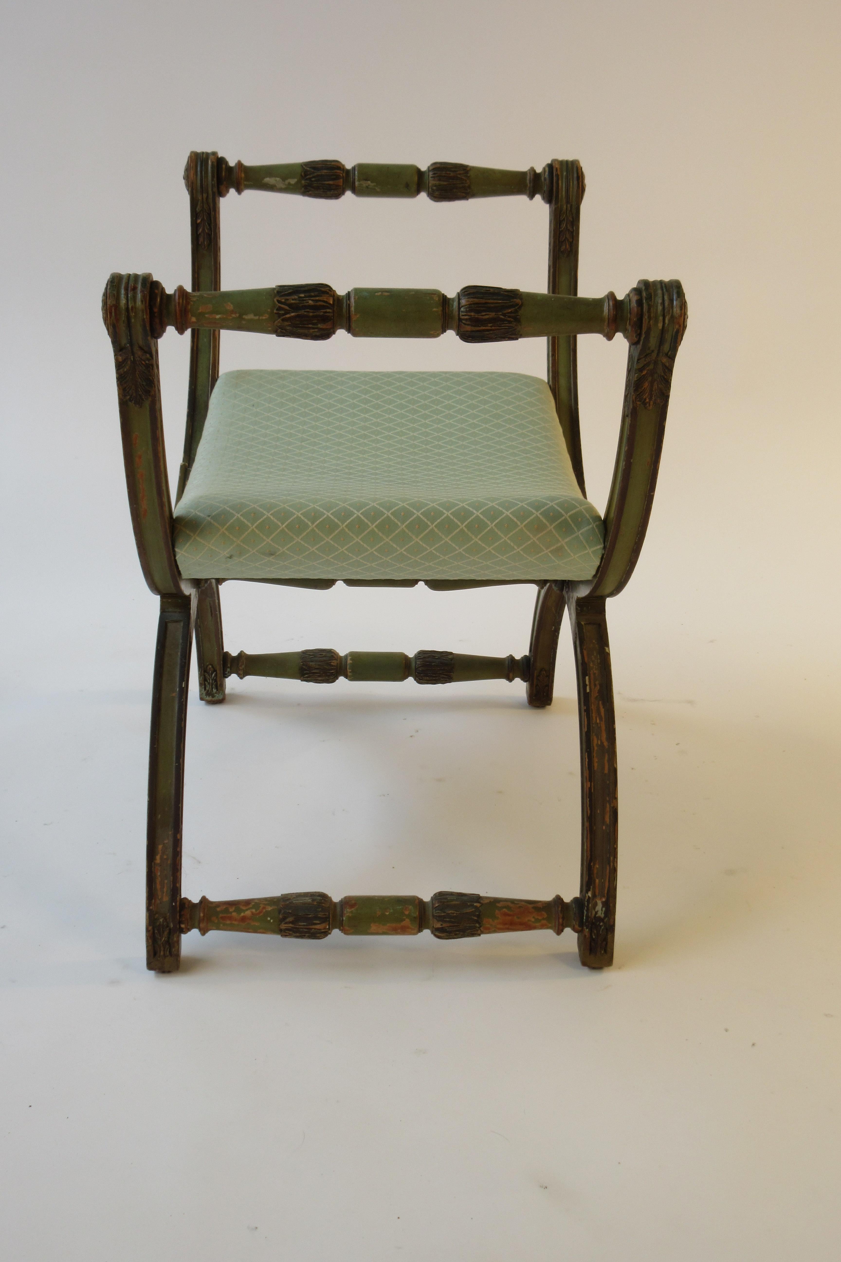 Early 20th Century 1920s French Painted Green Window Bench