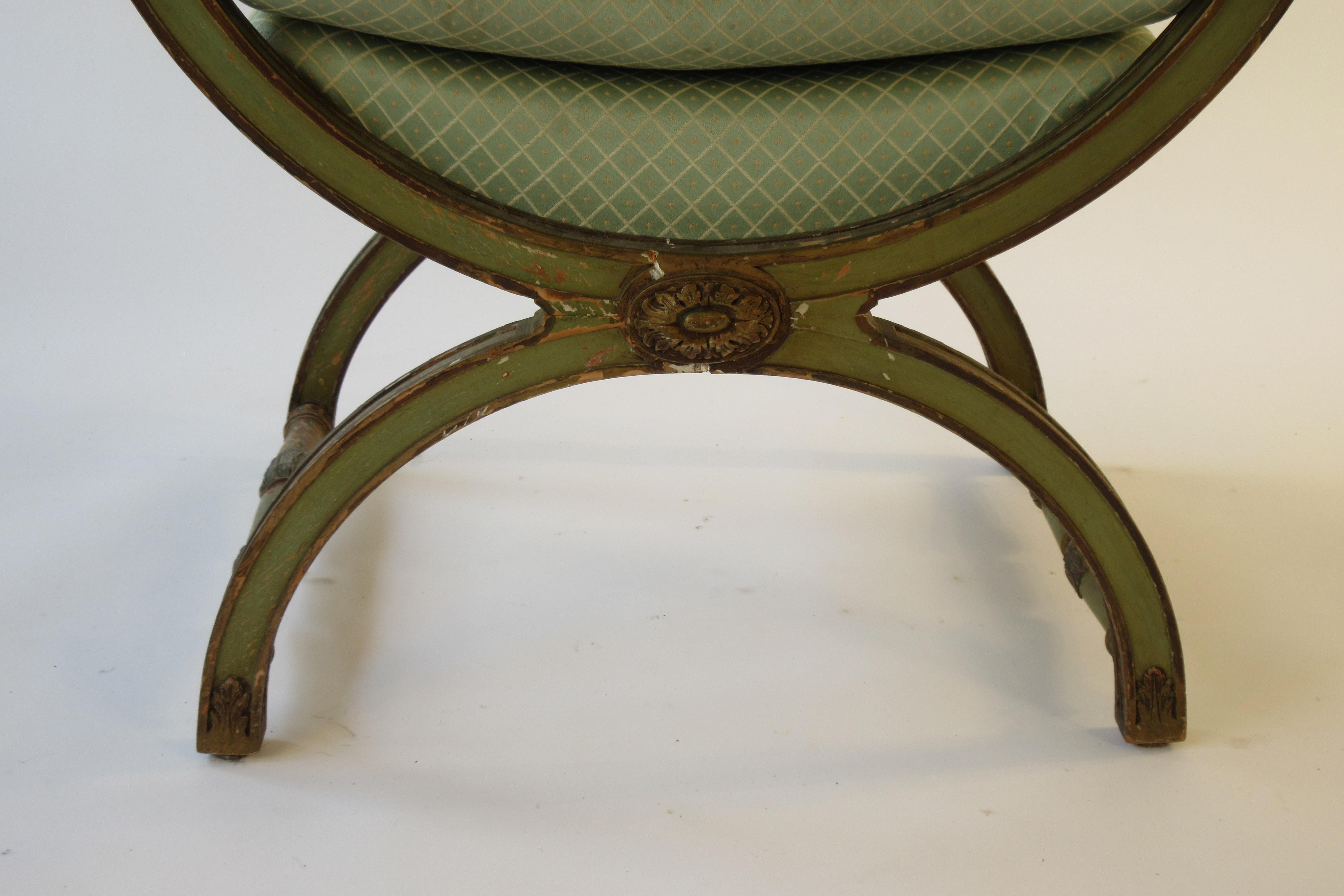 1920s French Painted Green Window Bench 2