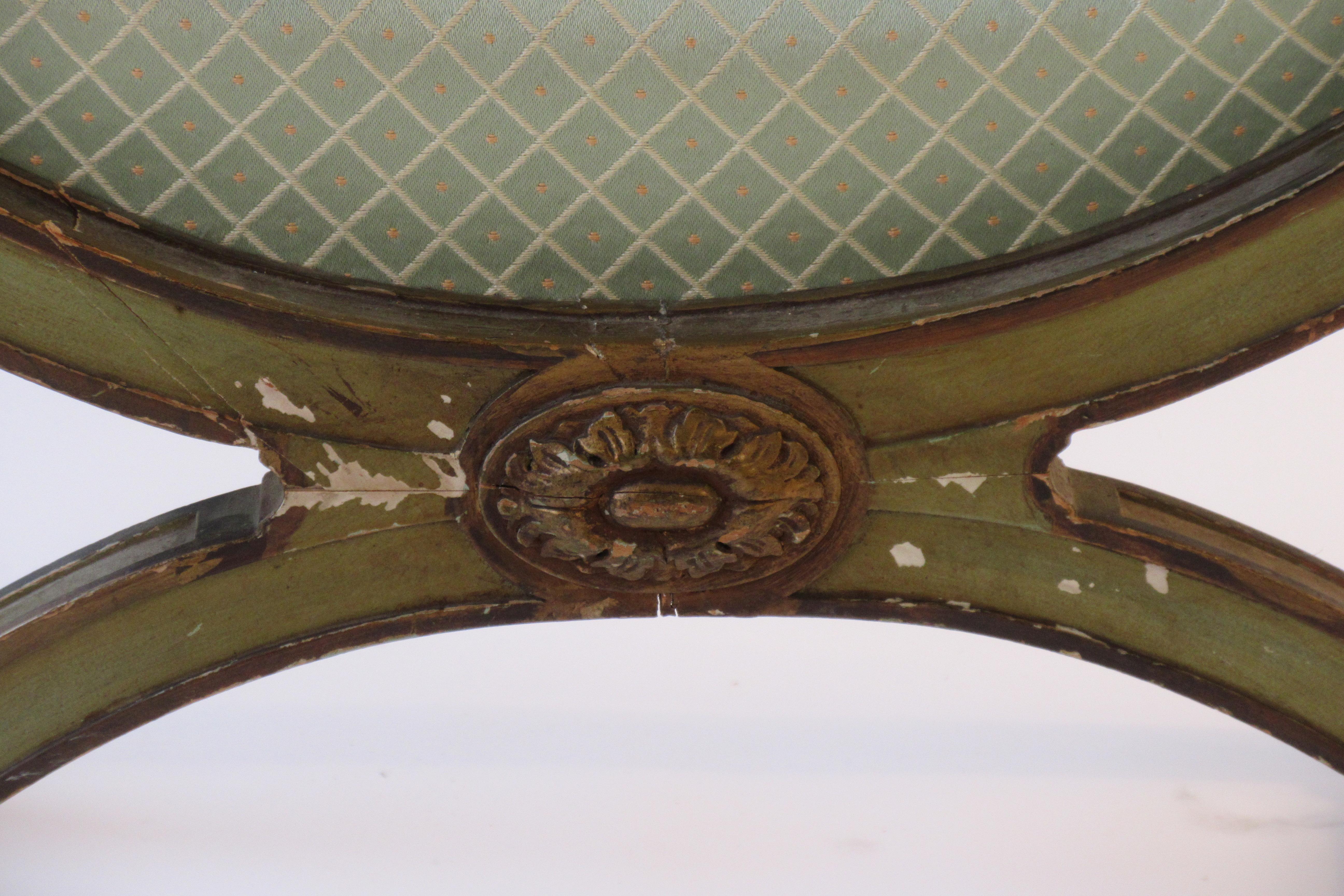 1920s French Painted Green Window Bench 4