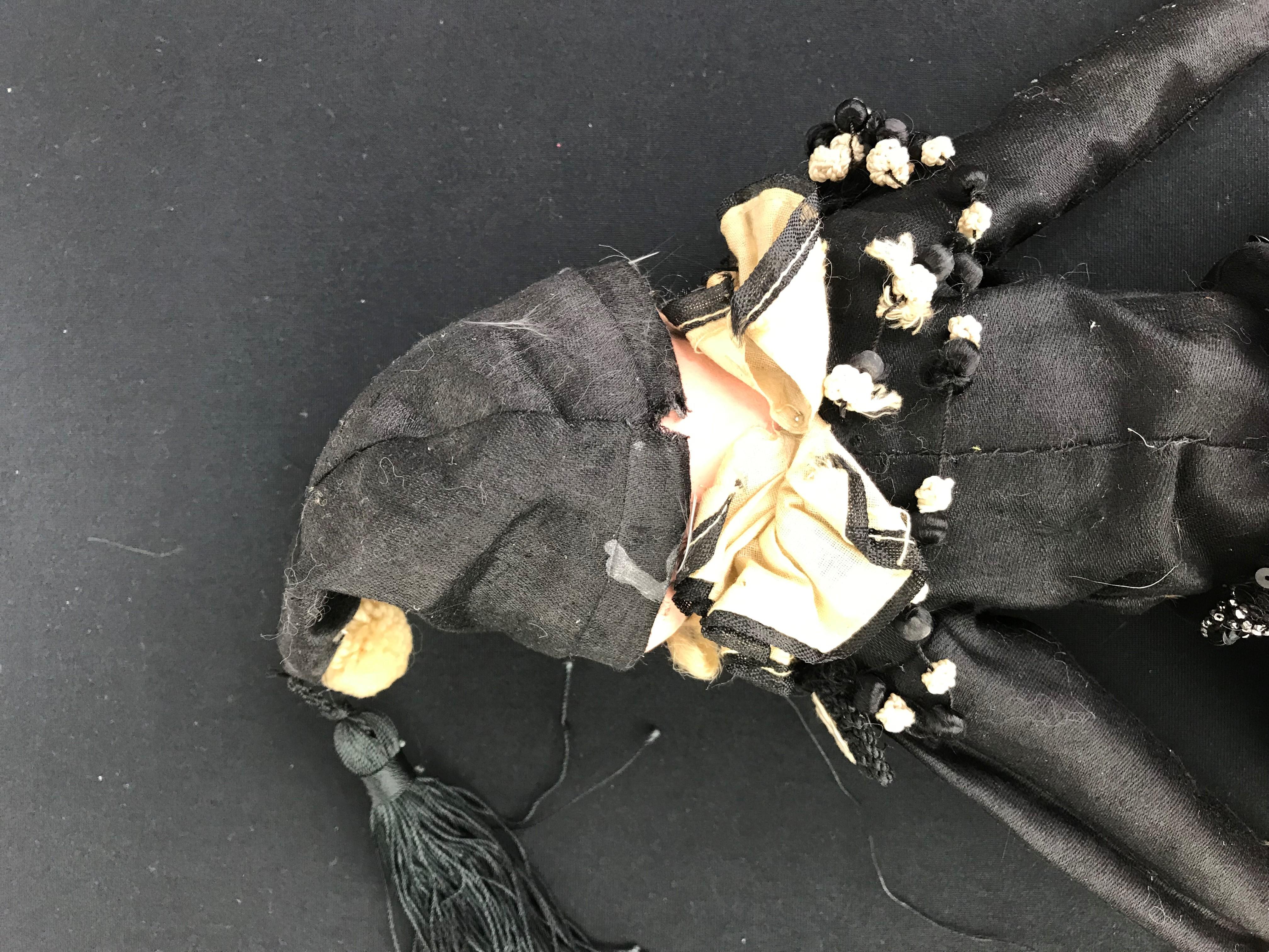 1920s French Pierrot Doll, Boudoir Salon Harlequin Doll 5