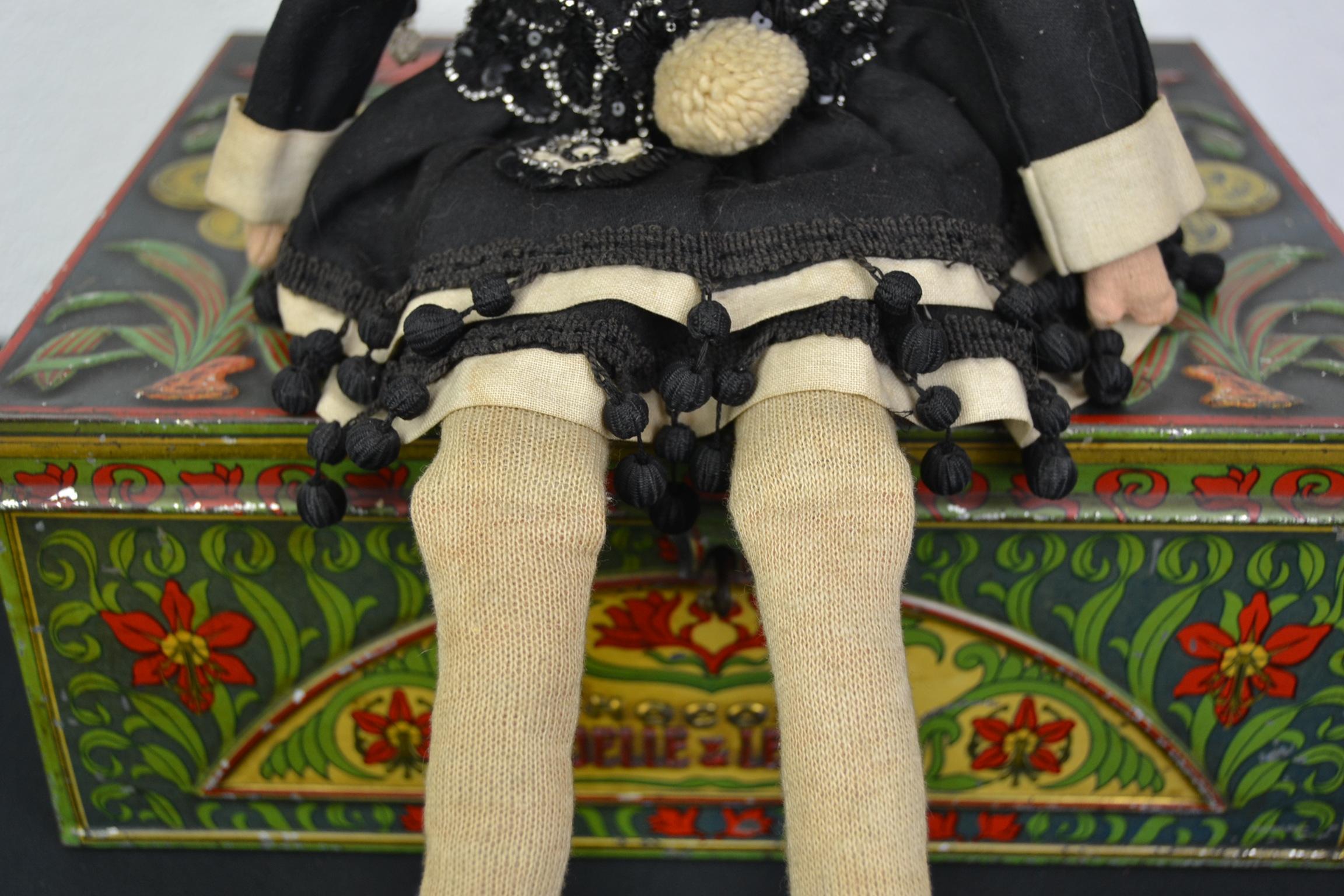 Art Nouveau 1920s French Pierrot Doll, Boudoir Salon Harlequin Doll