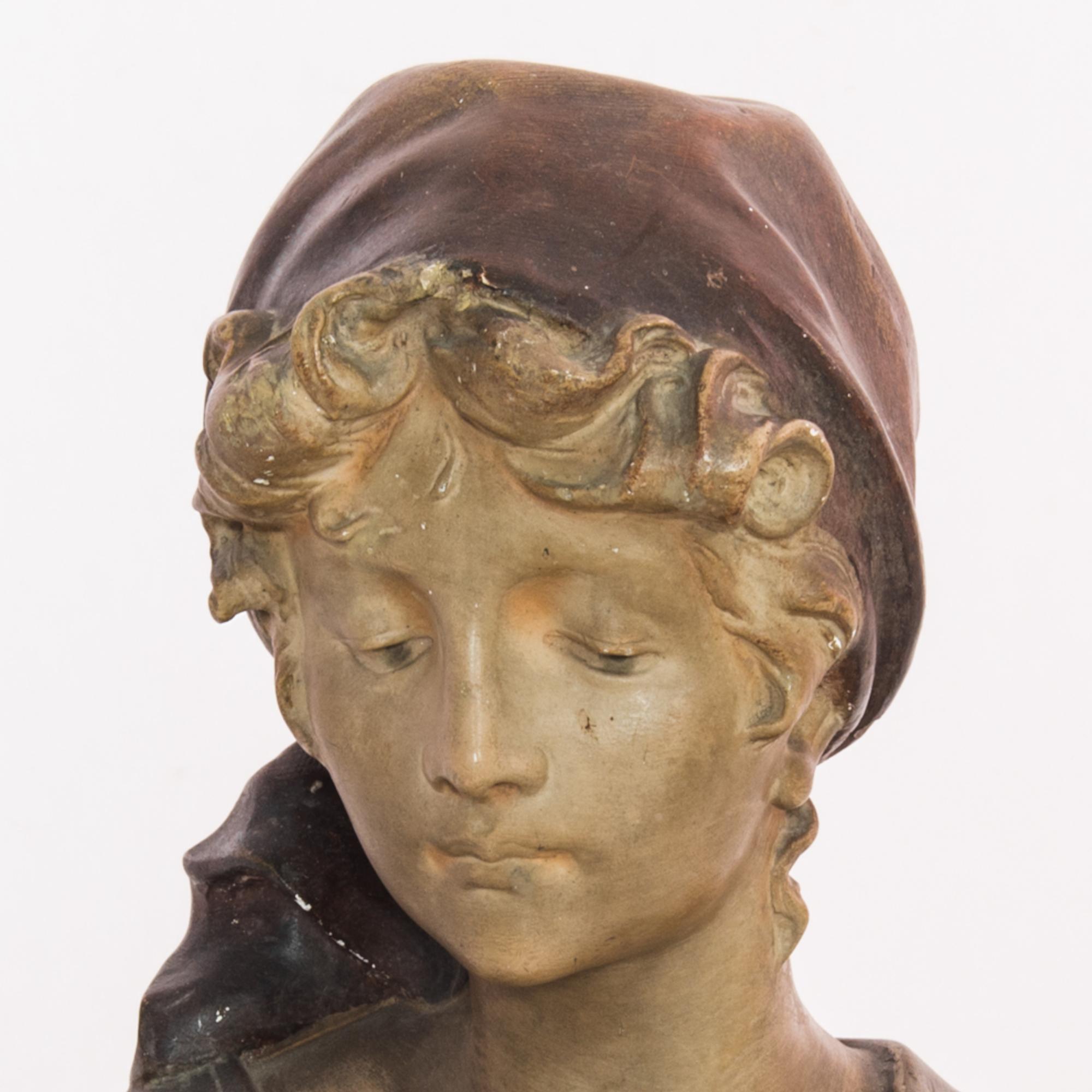 1920s French Plaster Bust Female Figure In Good Condition In High Point, NC
