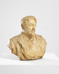 1920s French Plaster Bust of an Unknown Gentleman