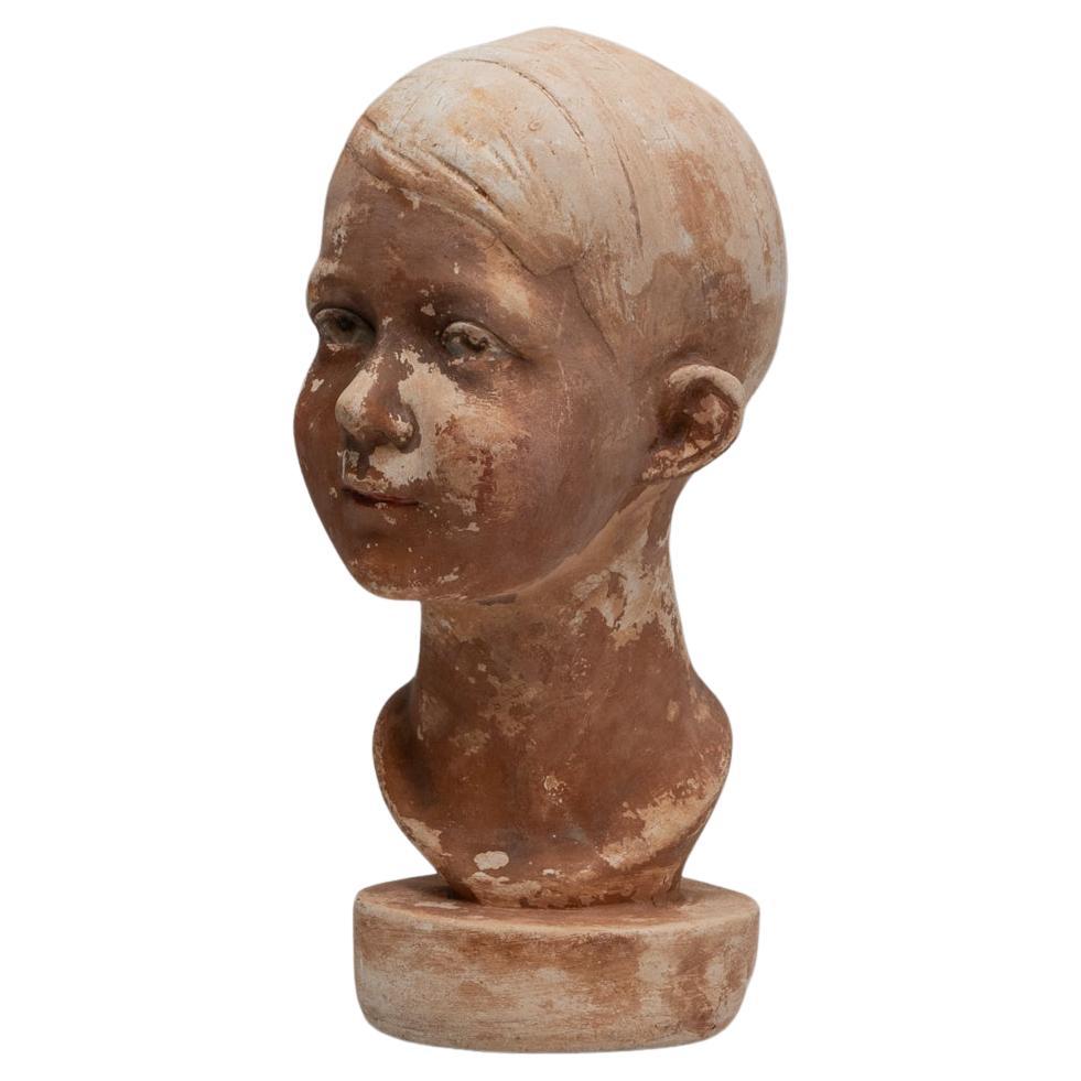 Busto in gesso di ragazzo francese degli anni '20