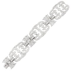 Antique 1920s French Platinum Diamond Bracelet