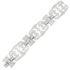 Französisches Platin-Diamant-Armband aus den 1920er Jahren