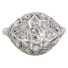 1920s French Platinum Diamond Ring