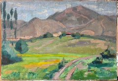 Provencal Green Landscape Antique French Signed Oil Painting