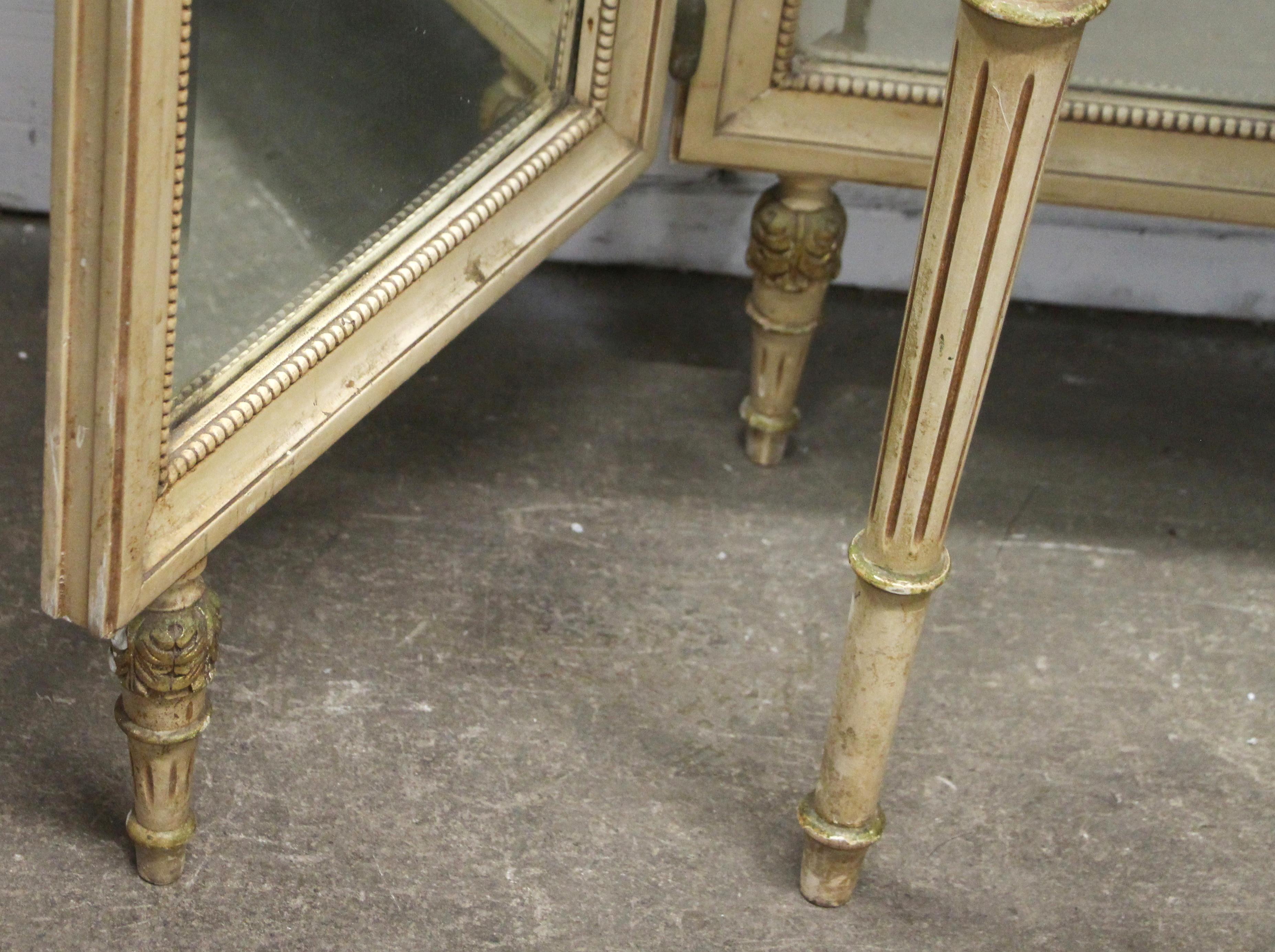 20th Century 1920s French Provincial Folding Mirror Vanity Table with Onyx Top