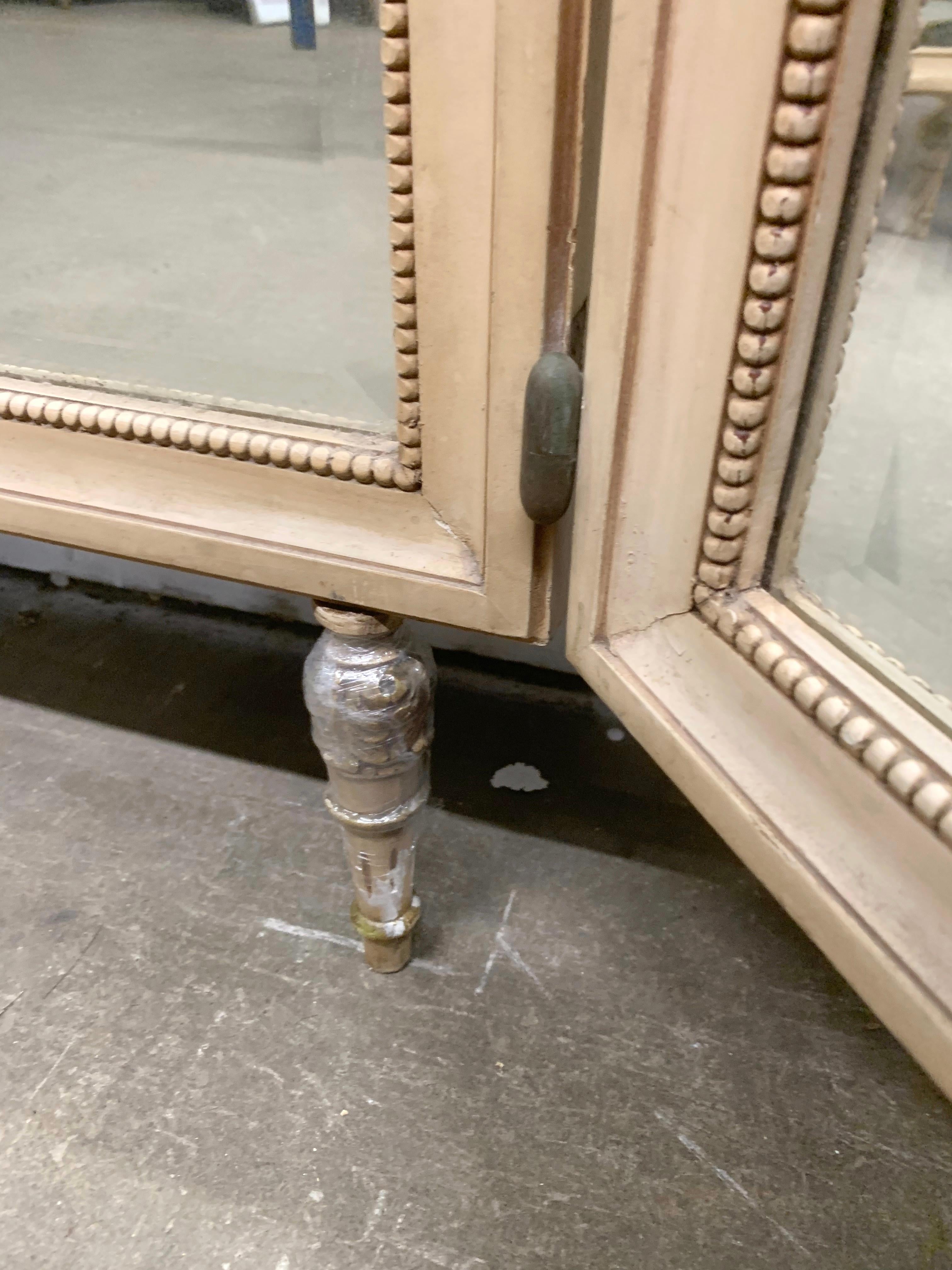 1920s French Provincial Folding Mirror Vanity Table with Onyx Top 1