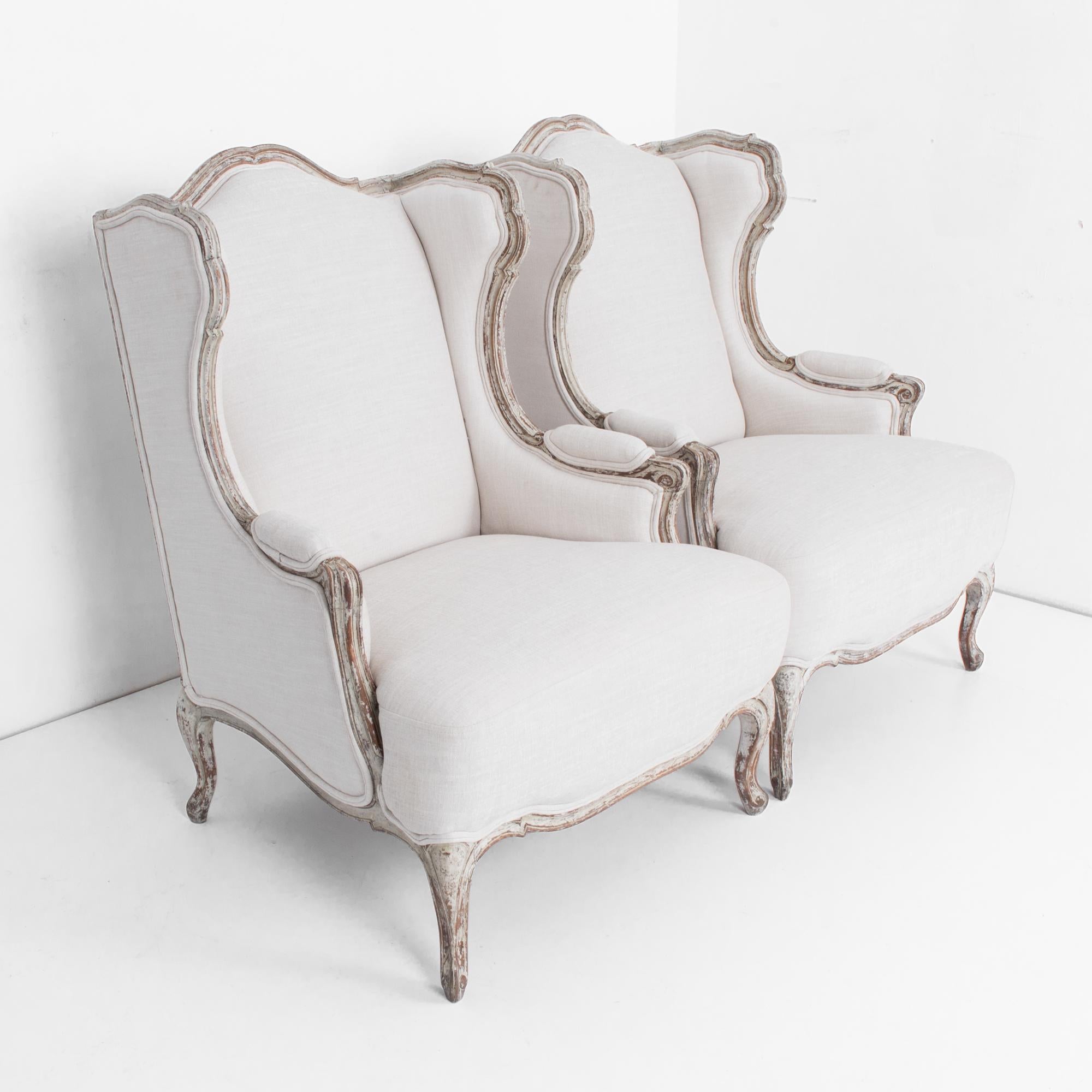 1920s French Provincial Upholstered Bergère Chairs, a Pair 3