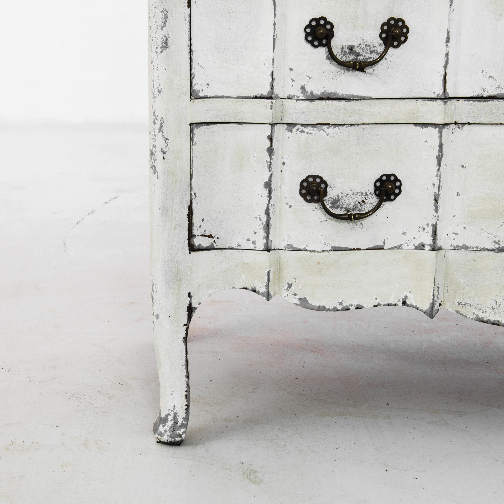 Brass 1920s French Provincial White Drawer Chest