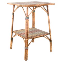 1920s French Rattan Side Table