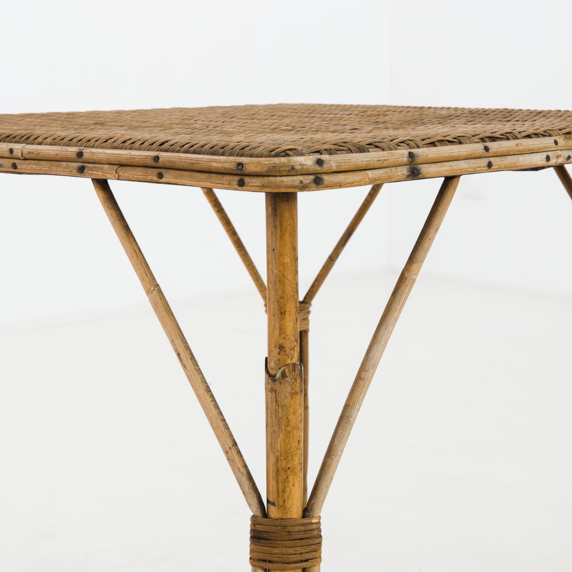 Early 20th Century 1920s French Rattan Table