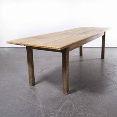 1920's French Rectangular Farmhouse Dining Table, Three Plank Top