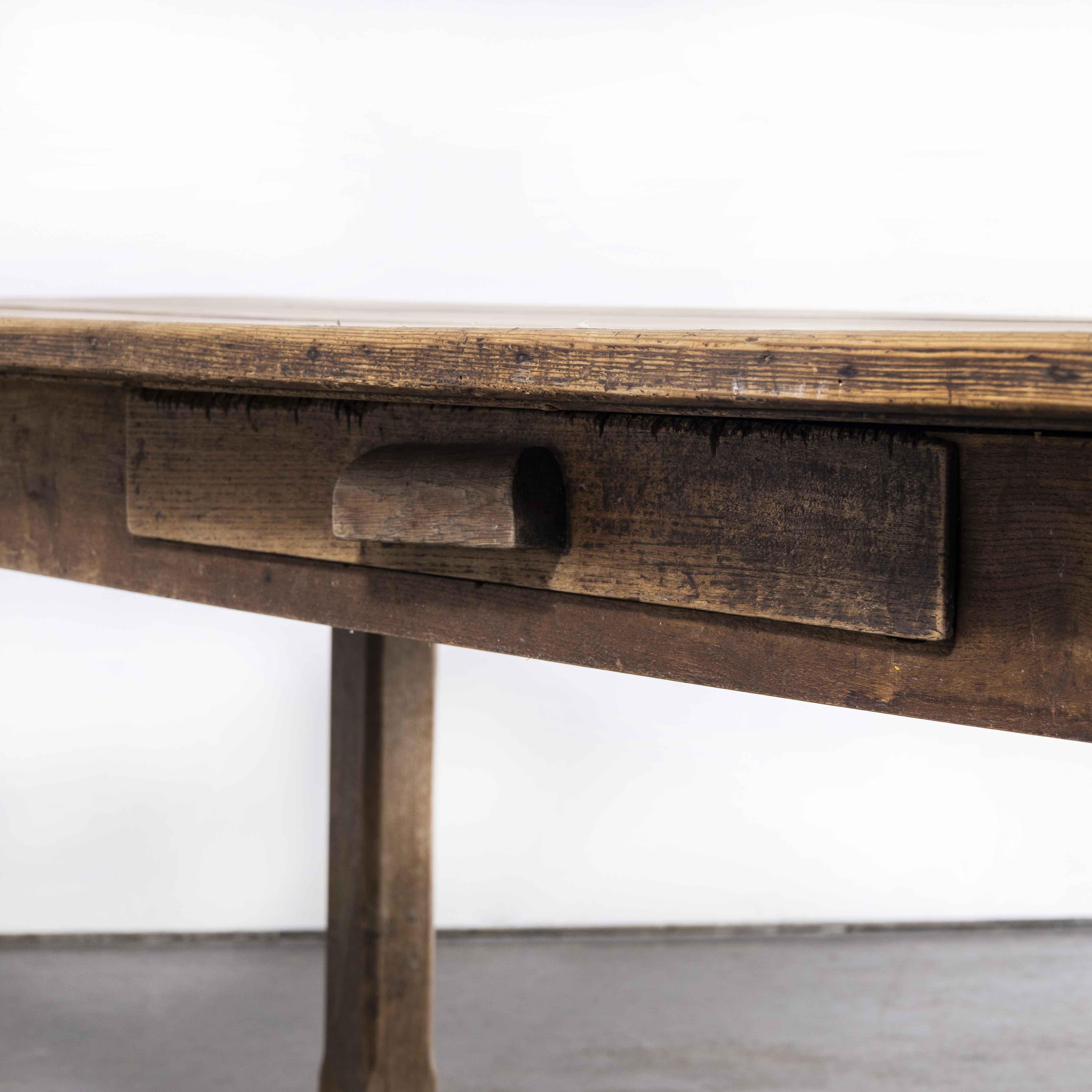 1920's French Rectangular Farmhouse Dining Table, Three Plank Top For ...