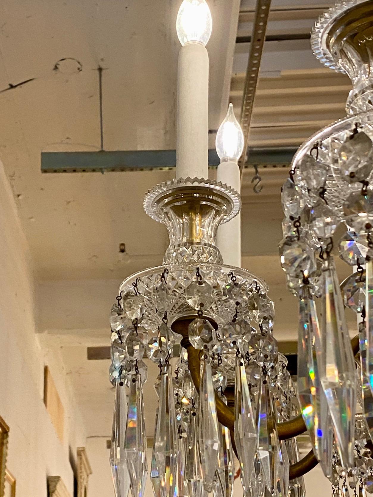 1920s French Regency Crystal and Bronze Chandelier Antique with Hand Cut Crystal For Sale 11