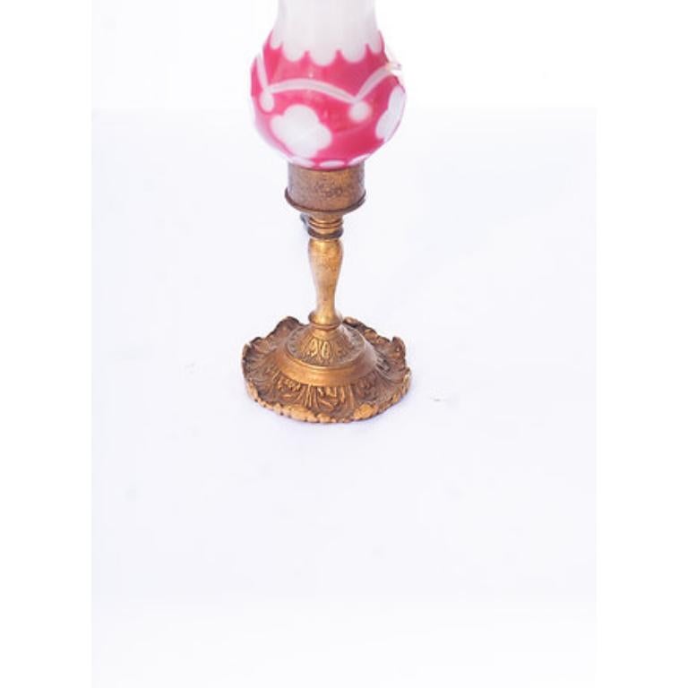 French Ruby and Opaline Bronze lamps,20th  Century
Dimensions: 15